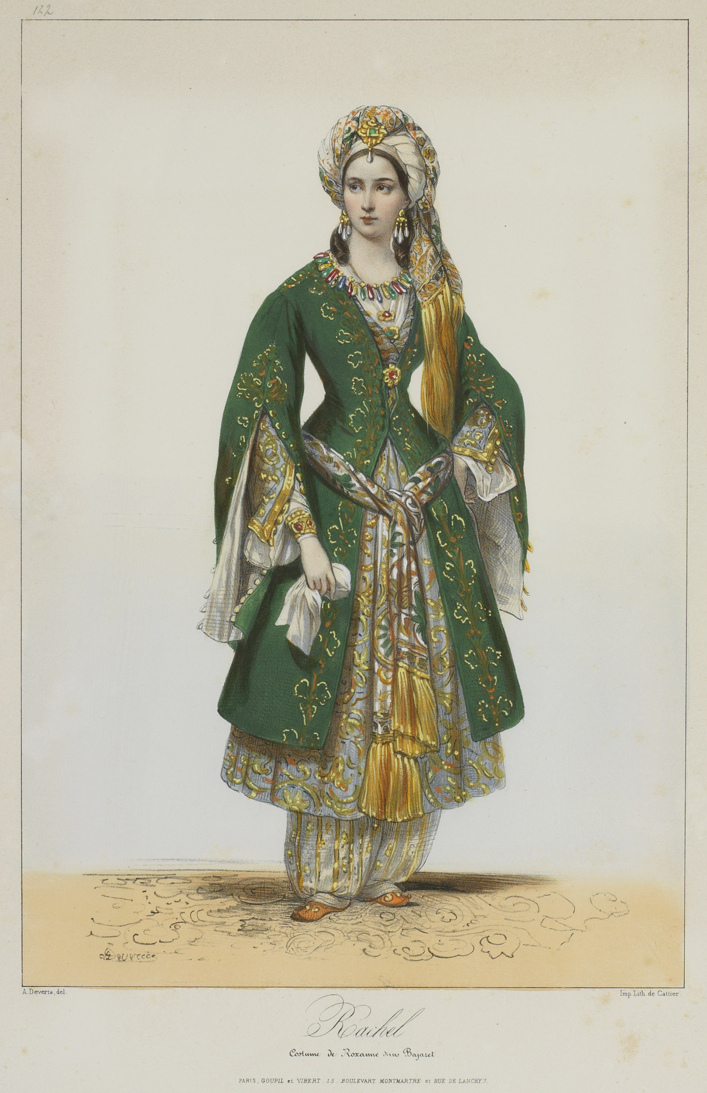Rachel dans le rôle de Roxane de Bajazet, lithographie de Devéria - Patrimoine Charles-André COLONNA WALEWSKI, en ligne directe de Napoléon