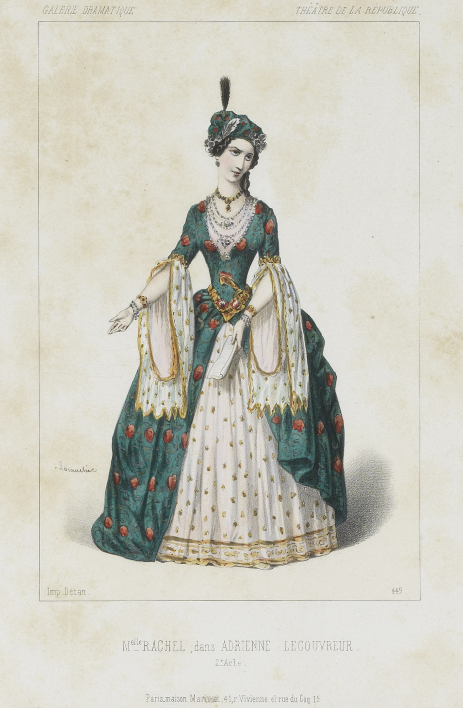 Deux Lithographies : Rachel dans le rôle d'Adrienne Lecouvreur - Patrimoine Charles-André COLONNA WALEWSKI, en ligne directe de Napoléon