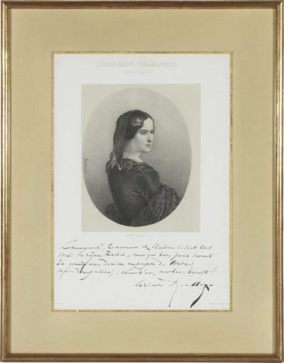 Portrait de Rachel dédicacé par Houssaye - Patrimoine Charles-André COLONNA WALEWSKI, en ligne directe de Napoléon
