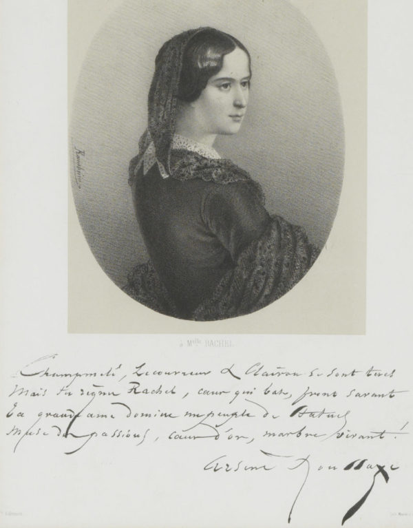 Portrait de Rachel dédicacé par Houssaye - Patrimoine Charles-André COLONNA WALEWSKI, en ligne directe de Napoléon