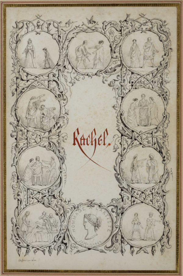 Hommage à Rachel, dessin à la plume - Patrimoine Charles-André COLONNA WALEWSKI, en ligne directe de Napoléon