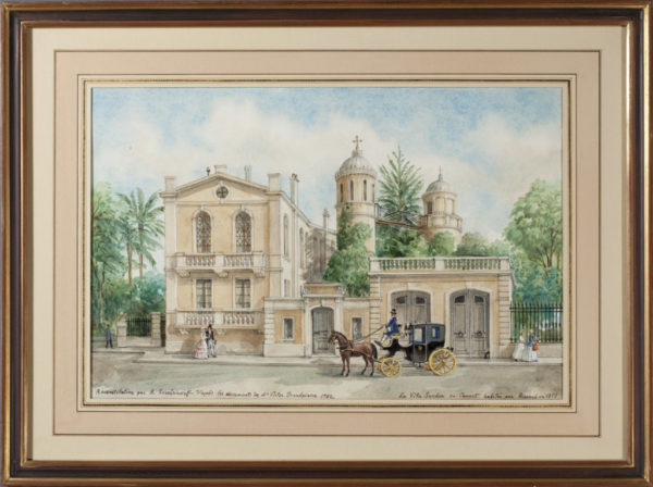 Trois aquarelles de Serebriakoff : La villa Sardou (résidence de Rachel) - Patrimoine Charles-André COLONNA WALEWSKI, en ligne directe de Napoléon