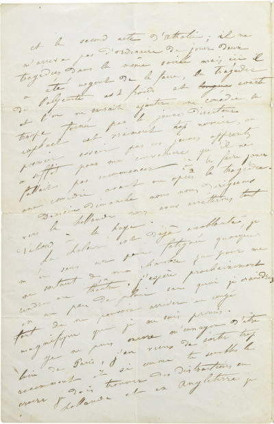Lettre de Rachel à Arthur Bertrand - Patrimoine Charles-André COLONNA WALEWSKI