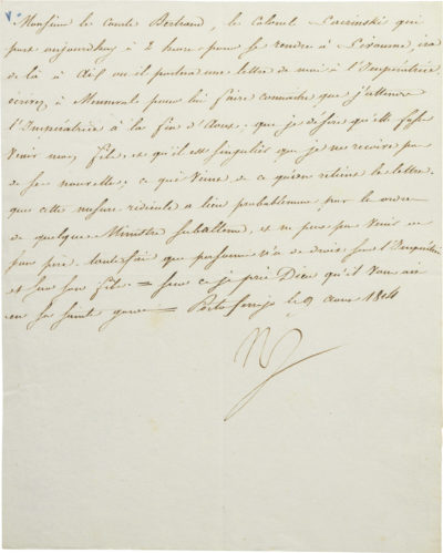 Lettre de Napoléon à Bertrand - Patrimoine Charles-André COLONNA WALEWSKI