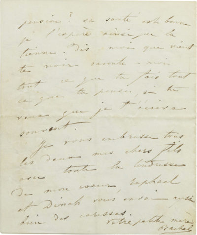 Lettre de Rachel à son fils Alexandre II Walewski - Patrimoine Charles-André COLONNA WALEWSKI, en ligne directe de Napoléon