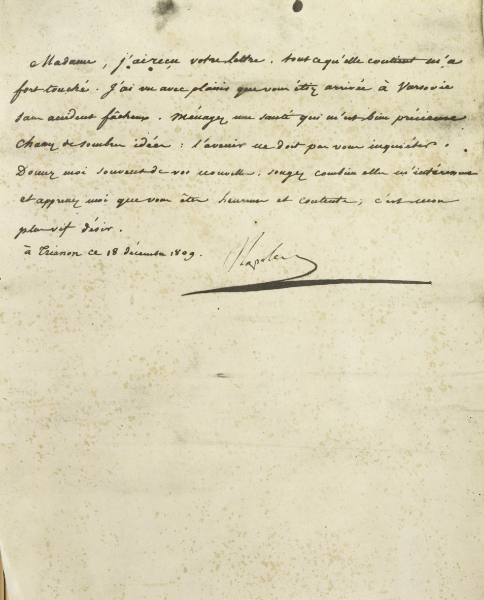 Lettre de Napoléon à Marie Walewska - Patrimoine Charles-André COLONNA WALEWSKI, en ligne directe de Napoléon