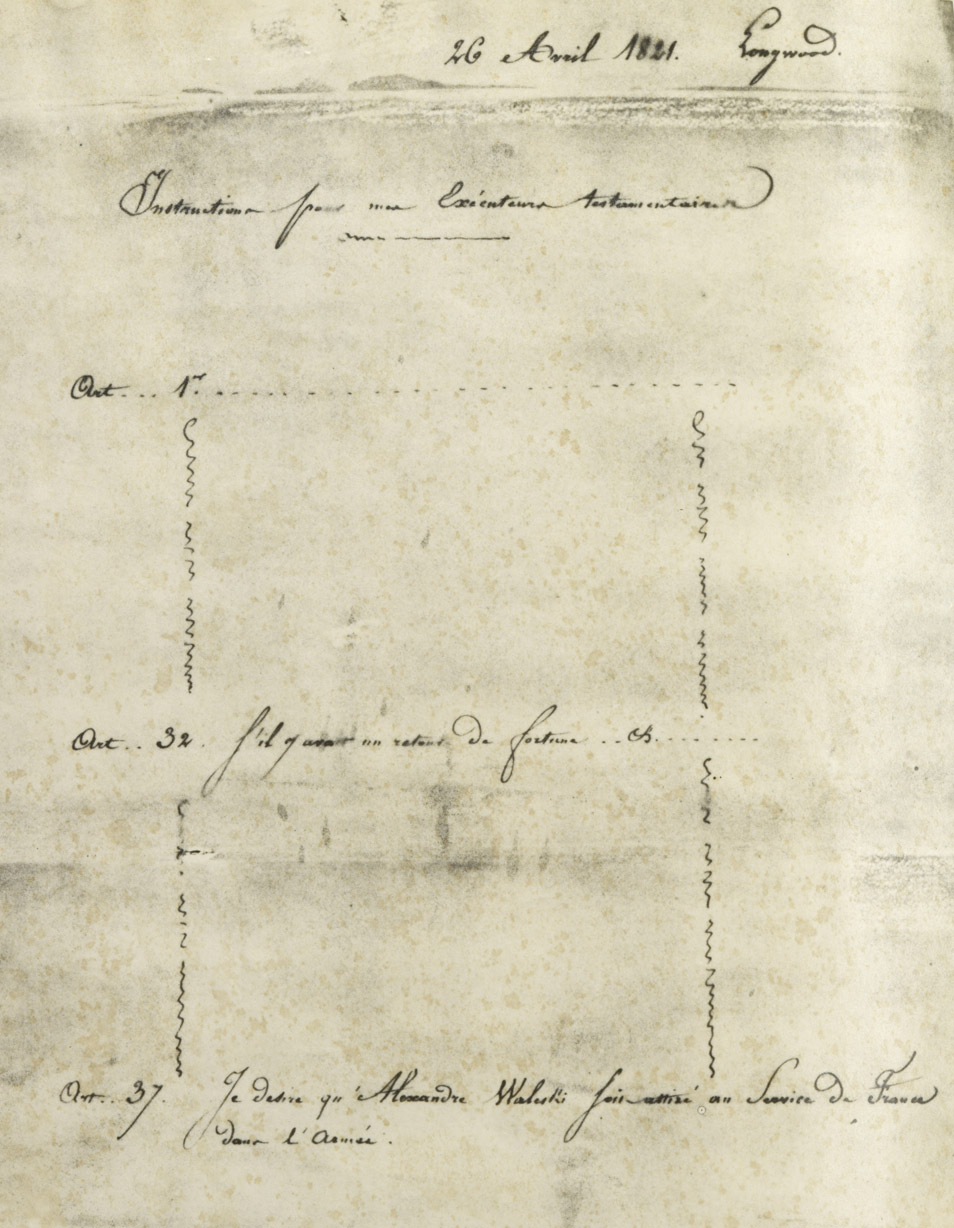Lettre de Marchand à Alexandre Walewski, avec instructions testamentaires de Napoléon - Patrimoine Charles-André COLONNA WALEWSKI, en ligne directe de Napoléon
