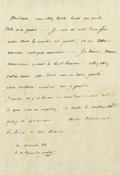 Lettre de Napoléon à Marie Walewska - Patrimoine Charles-André COLONNA WALEWSKI, en ligne directe de Napoléon