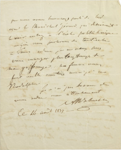 Lettre d'Alexandre Walewski I au général d'Ornano - Patrimoine Charles-André COLONNA WALEWSKI