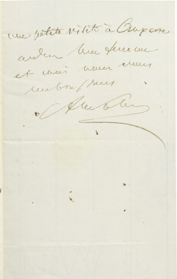 Lettre d'Alexandre Walewski I au général d'Ornano - Patrimoine Charles-André COLONNA WALEWSKI, en ligne directe de Napoléon