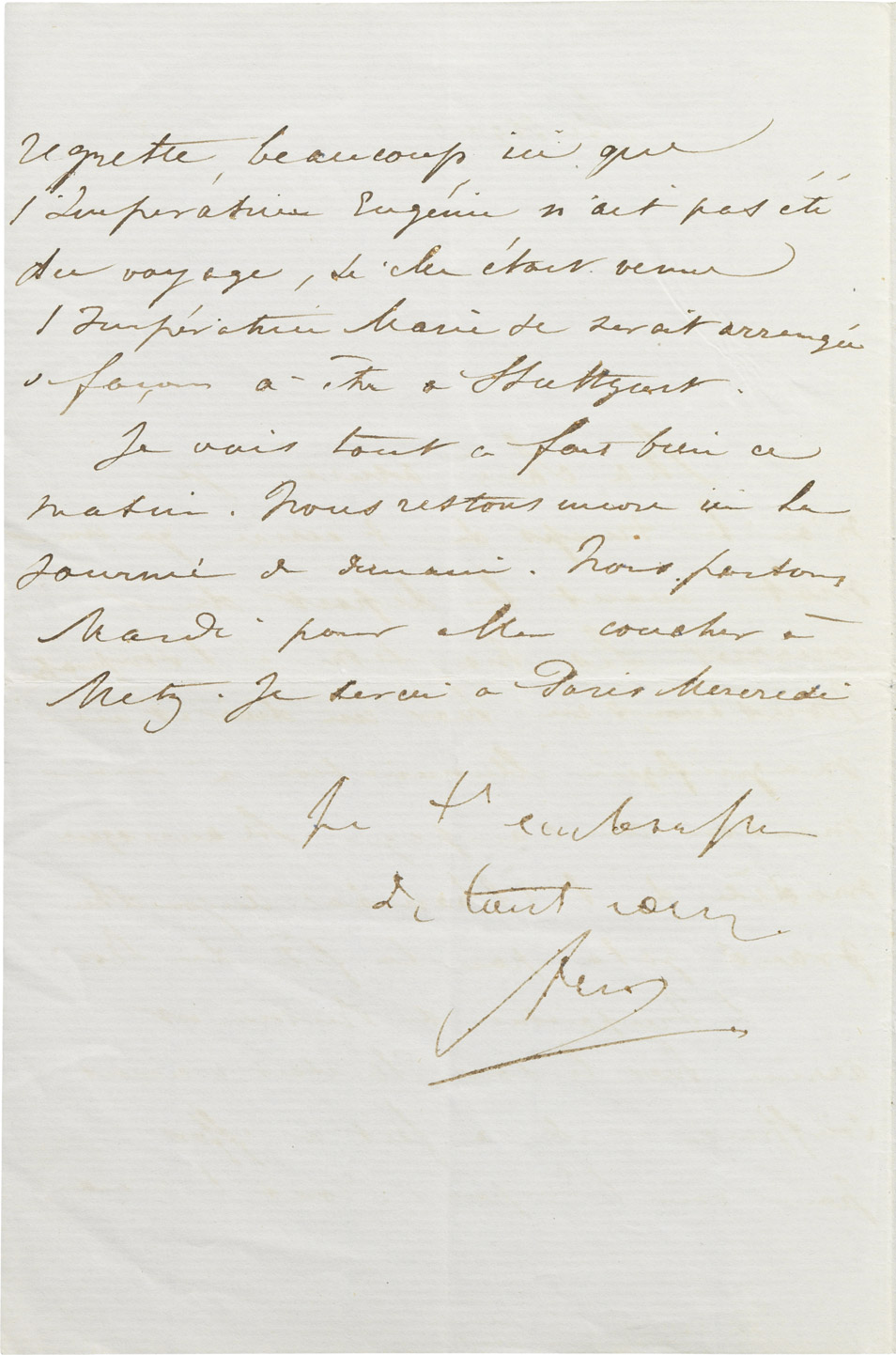 Lettre d'Alexandre Walewski I à son épouse - Patrimoine Charles-André COLONNA WALEWSKI, en ligne directe de Napoléon