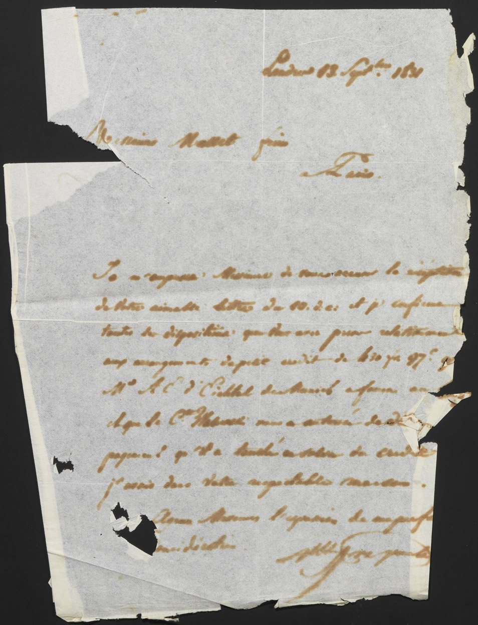 Lettre où il est question du comte Walewski - Patrimoine Charles-André COLONNA WALEWSKI, en ligne directe de Napoléon