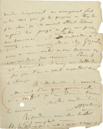 Lettre d'Alexandre Walewski I au comte Grzymala - Patrimoine Charles-André COLONNA WALEWSKI, en ligne directe de Napoléon