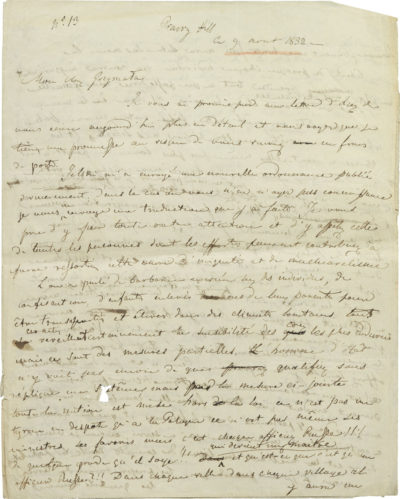 Lettre d'Alexandre Walewski I au comte Grzymala - Patrimoine Charles-André COLONNA WALEWSKI, en ligne directe de Napoléon