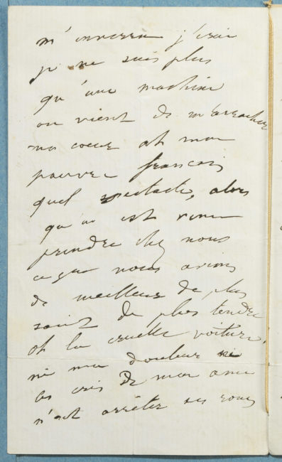 Lettre de Rachel, sur la mort de sa soeur - Patrimoine Charles-André COLONNA WALEWSKI, en ligne directe de Napoléon
