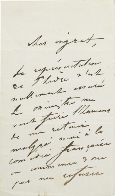 Lettre d'Alexandre Dumas (fils) et lettre de Rachel - Patrimoine Charles-André COLONNA WALEWSKI