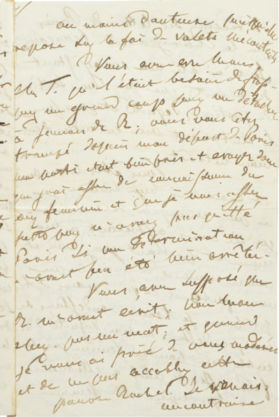 Lettre du comte Walewski au comte Tanski, sur sa liaison avec Rachel - Patrimoine Charles-André COLONNA WALEWSKI, en ligne directe de Napoléon