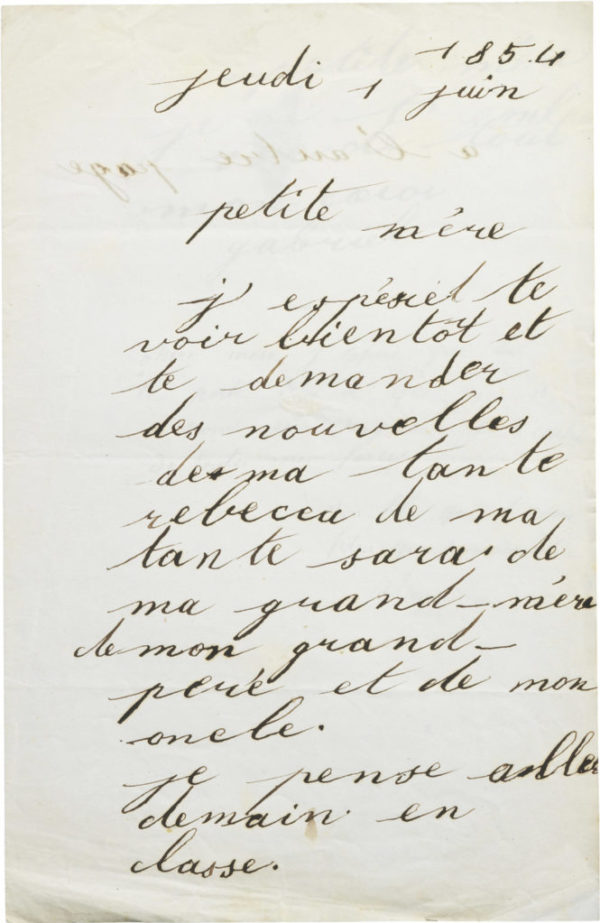 Lettre de Gabriel Félix à sa mère Rachel - Patrimoine Charles-André COLONNA WALEWSKI, en ligne directe de Napoléon