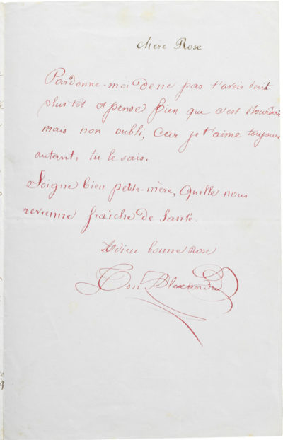Lettre d'Alexandre II Walewski à sa mère Rachel - Patrimoine Charles-André COLONNA WALEWSKI