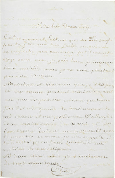 Lettre à Rachel de ses fils, Alexandre et Gabriel - Patrimoine Charles-André COLONNA WALEWSKI, en ligne directe de Napoléon