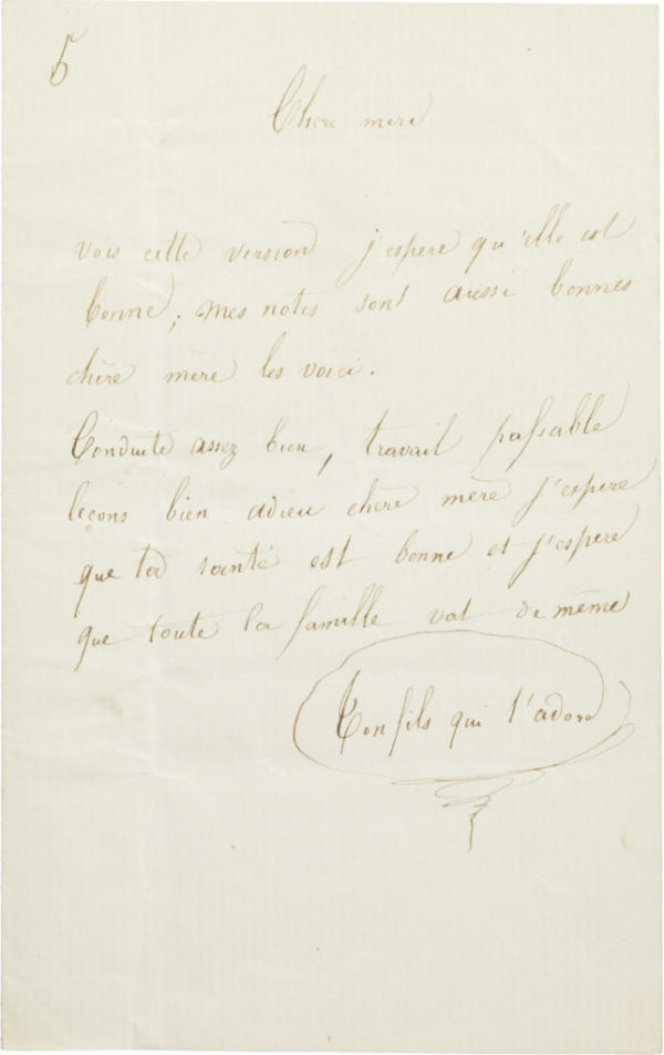 Lettre d'Alexandre II Walewski à sa mère Rachel - Patrimoine Charles-André COLONNA WALEWSKI, en ligne directe de Napoléon