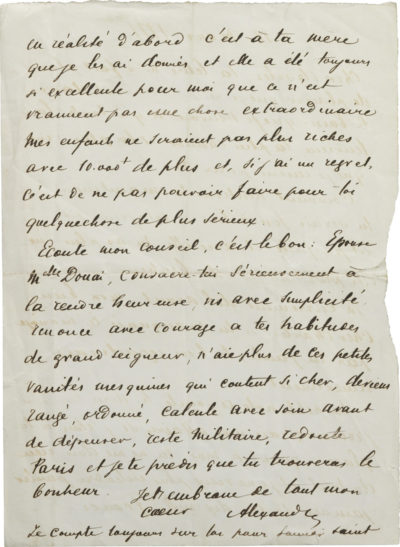 Lettre d'Alexandre Walewski II à Charles Walewski - Patrimoine Charles-André COLONNA WALEWSKI, en ligne directe de Napoléon
