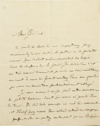 Lettre d'Alexandre Walewski I au comte Petit - Patrimoine Charles-André COLONNA WALEWSKI, en ligne directe de Napoléon