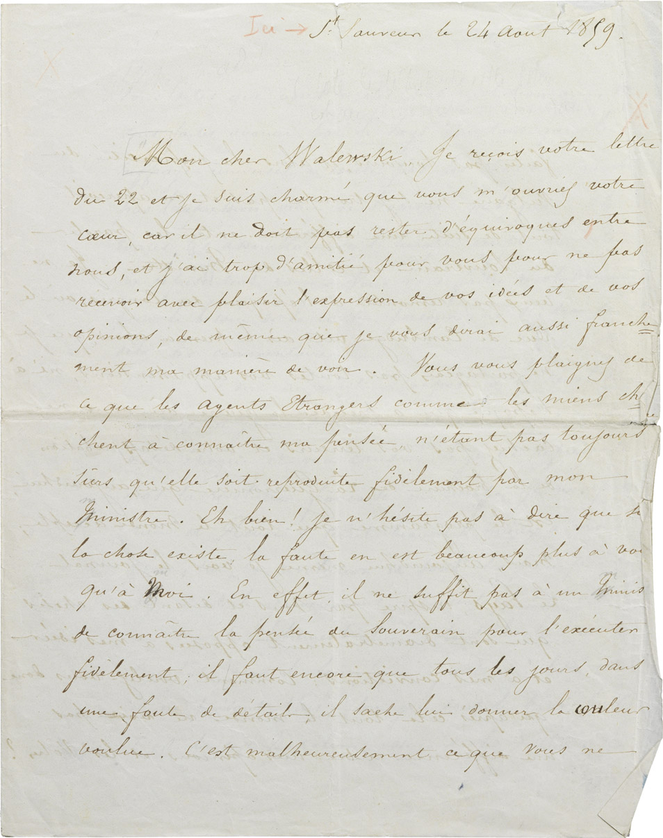 Lettre de Napoléon III à Alexandre I Walewski - Patrimoine Charles-André COLONNA WALEWSKI, en ligne directe de Napoléon