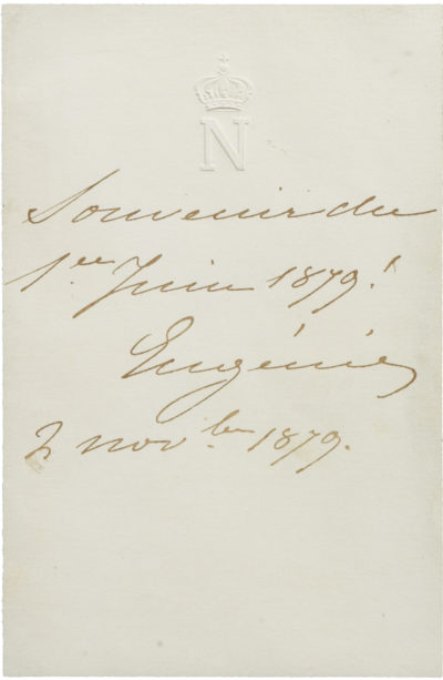 Lettre d'Eugénie avec souvenir du Prince impérial - Patrimoine Charles-André COLONNA WALEWSKI, en ligne directe de Napoléon