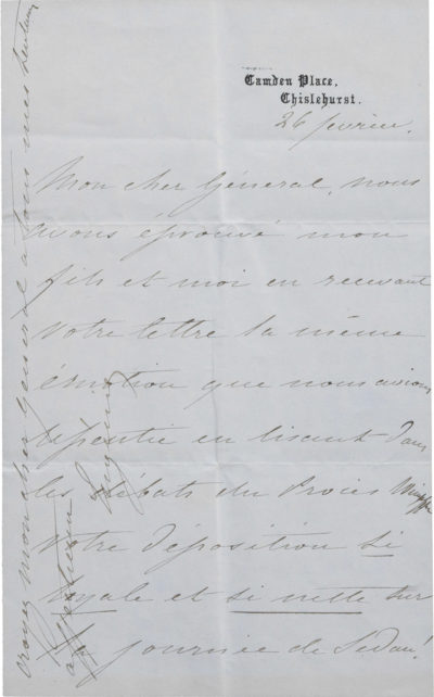Lettre de l'impératrice Eugénie - Patrimoine Charles-André COLONNA WALEWSKI
