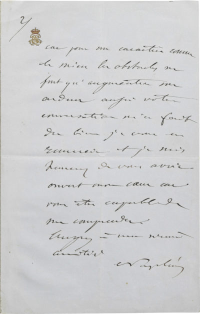 Lettre de Napoléon III à Alexandre I Walewski - Patrimoine Charles-André COLONNA WALEWSKI