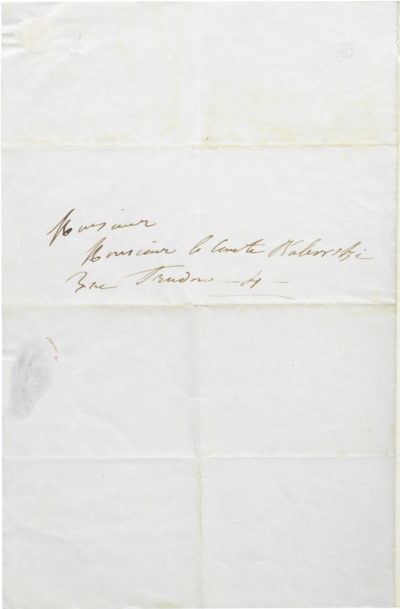 Lettre de Rachel à Alexandre I Walewski - Patrimoine Charles-André COLONNA WALEWSKI, en ligne directe de Napoléon