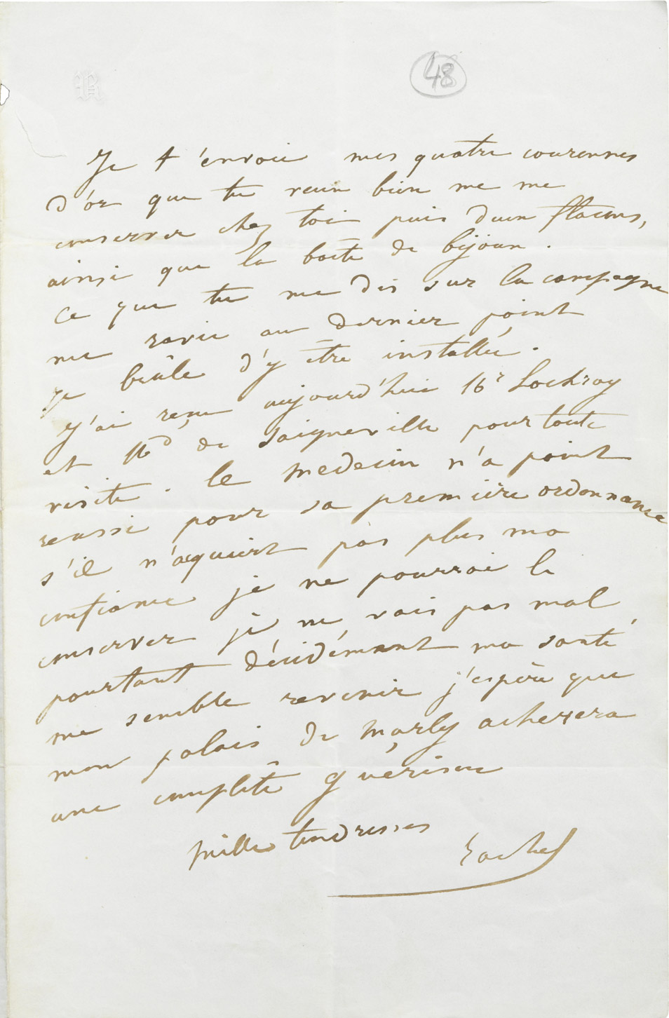 Lettre de Rachel à Alexandre I Walewski - Patrimoine Charles-André COLONNA WALEWSKI, en ligne directe de Napoléon