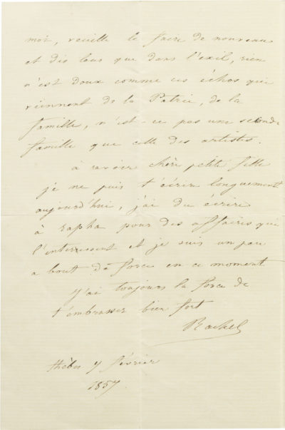 Lettre de Rachel à sa soeur Dinah - Patrimoine Charles-André COLONNA WALEWSKI, en ligne directe de Napoléon