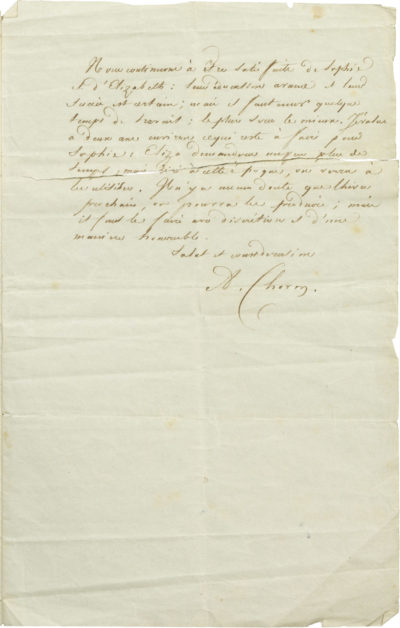 Lettre de Rachel à sa mère - Patrimoine Charles-André COLONNA WALEWSKI, en ligne directe de Napoléon