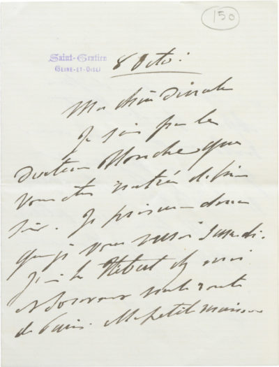 Lettre de la princesse Mathilde à Dinah Félix - Patrimoine Charles-André COLONNA WALEWSKI, en ligne directe de Napoléon