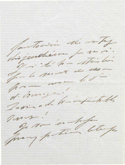 Lettre de la princesse Mathilde à Dinah Félix - Patrimoine Charles-André COLONNA WALEWSKI, en ligne directe de Napoléon