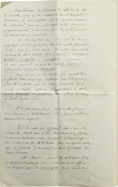 Copie du testament de Napoléon - Patrimoine Charles-André COLONNA WALEWSKI