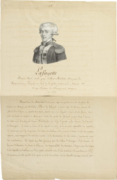 Lettre de Lafayette à Alexandre I Walewski - Patrimoine Charles-André COLONNA WALEWSKI, en ligne directe de Napoléon