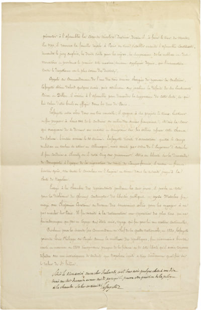 Lettre de Lafayette à Alexandre I Walewski - Patrimoine Charles-André COLONNA WALEWSKI, en ligne directe de Napoléon
