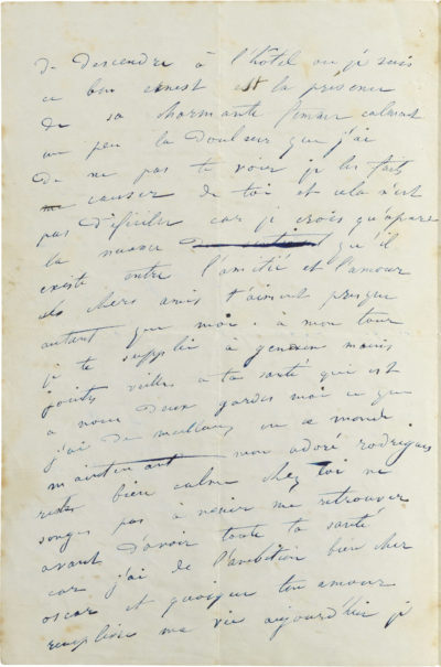Lettre de Rachel à Oscar Rodrigues - Patrimoine Charles-André COLONNA WALEWSKI, en ligne directe de Napoléon