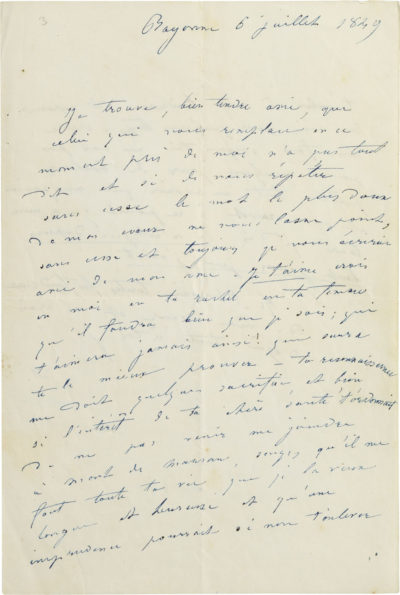 Lettre de Rachel à Oscar Rodrigues - Patrimoine Charles-André COLONNA WALEWSKI, en ligne directe de Napoléon