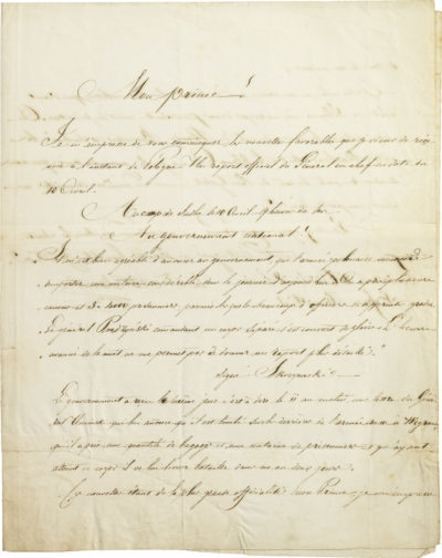 Lettre d'Alexandre I Walewski au Prince - Patrimoine Charles-André COLONNA WALEWSKI