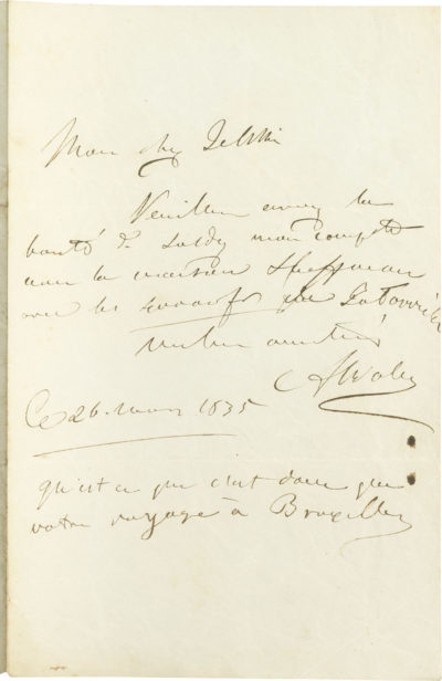 Lettre d'Alexandre I Walewski au comte Jelski - Patrimoine Charles-André COLONNA WALEWSKI, en ligne directe de Napoléon