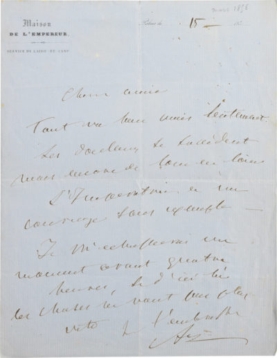Lettre d'Alexandre Colonna Walewski - Patrimoine Charles-André COLONNA WALEWSKI, en ligne directe de Napoléon