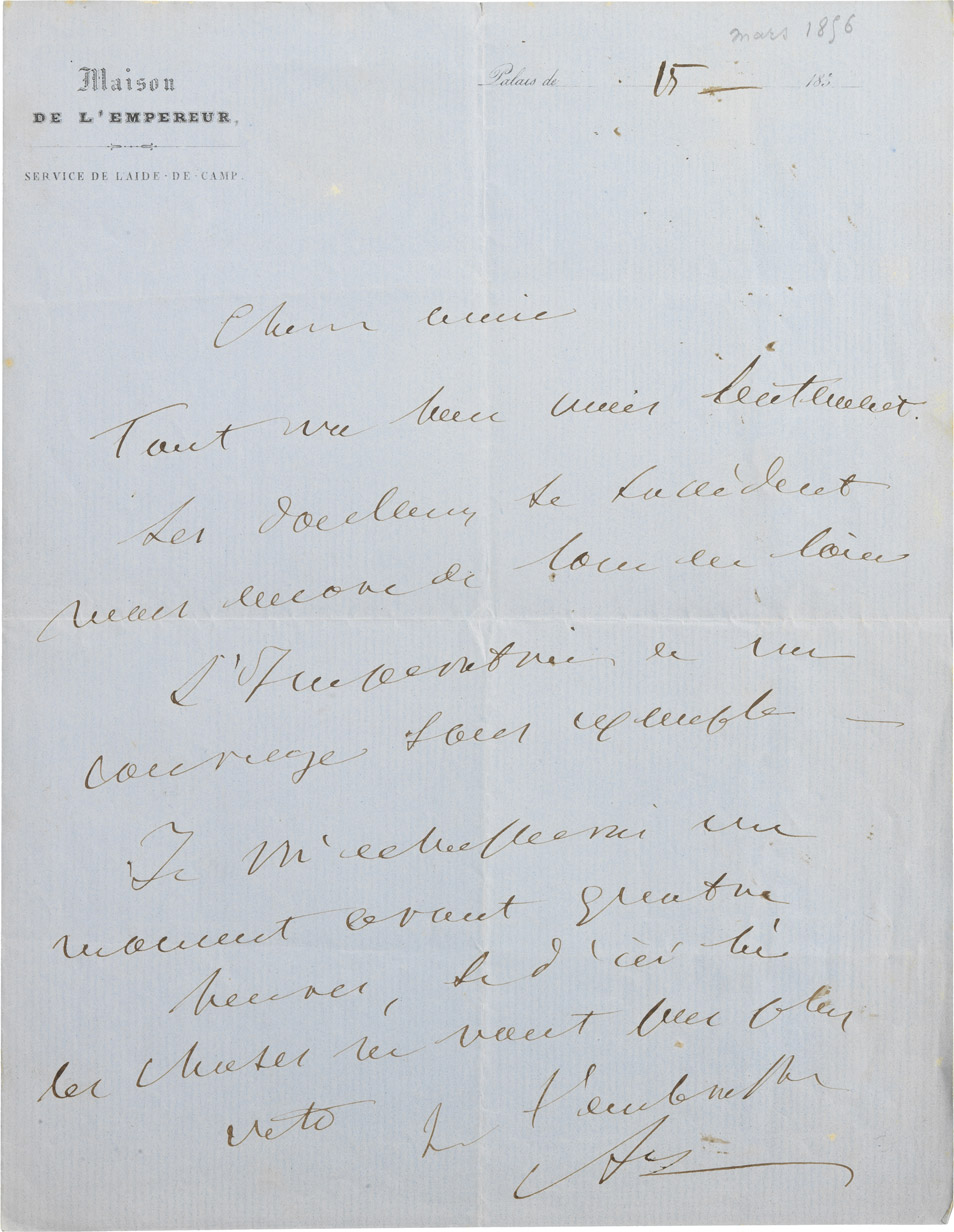 Lettre d'Alexandre Colonna Walewski - Patrimoine Charles-André COLONNA WALEWSKI, en ligne directe de Napoléon