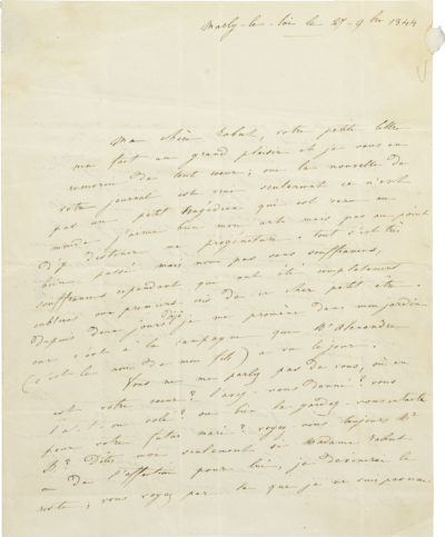Lettre de Rachel à Eléonore Rabut - Patrimoine Charles-André COLONNA WALEWSKI, en ligne directe de Napoléon