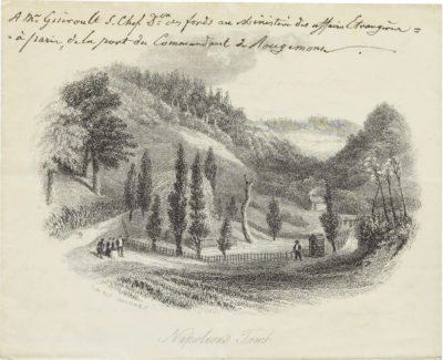 Lettre de Gauthier de Rougemont avec poème et feuilles du tombeau de Napoléon - Patrimoine Charles-André COLONNA WALEWSKI