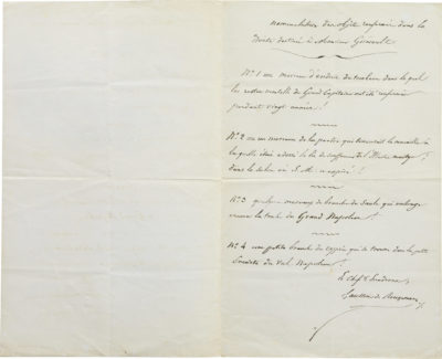 Lettre de Gauthier de Rougemont avec poème et feuilles du tombeau de Napoléon - Patrimoine Charles-André COLONNA WALEWSKI, en ligne directe de Napoléon