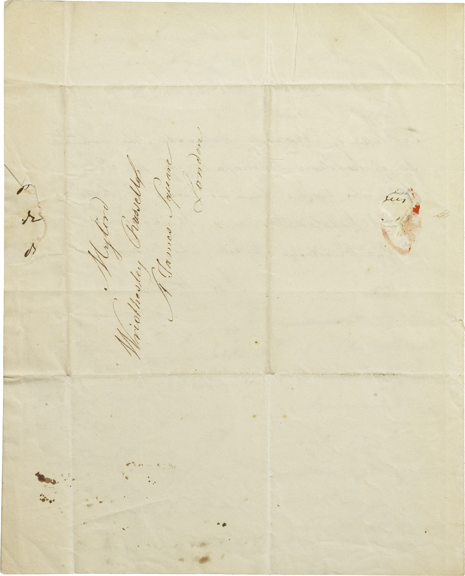 Lettre d'Alexandre Walewski I à Russel - Patrimoine Charles-André COLONNA WALEWSKI, en ligne directe de Napoléon